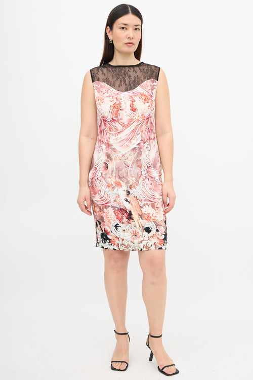 Roberto Cavalli Printed Lace Yoke Dress