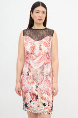 Roberto Cavalli Printed Lace Yoke Dress