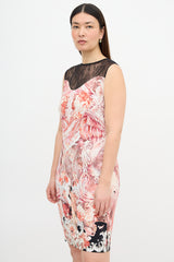 Roberto Cavalli Printed Lace Yoke Dress