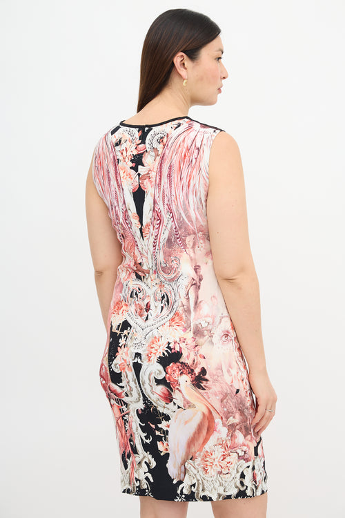Roberto Cavalli Printed Lace Yoke Dress