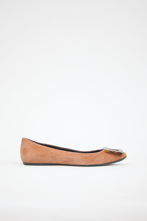 Roger Vivier Suede Buckle Flat