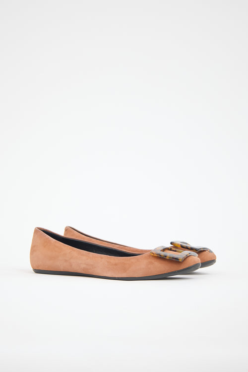 Roger Vivier Suede Buckle Flat