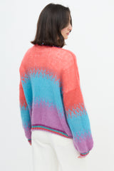 Rose Carmine Mohair Sparkle Trim Cardigan