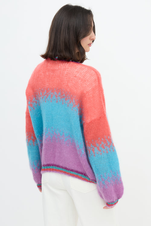 Rose Carmine Mohair Sparkle Trim Cardigan