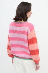 Rose Carmine Mohair Striped Sweater