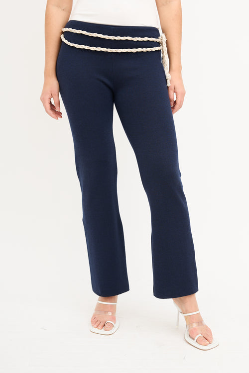 Rosie Assoulin Navy Knit Knot Rope Pant