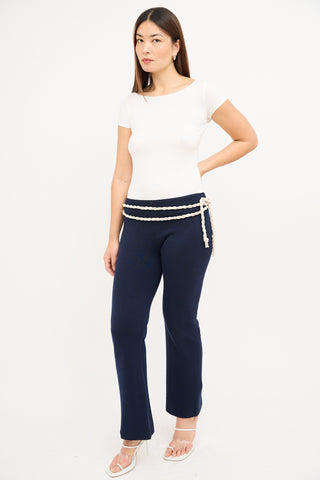 Rosie Assoulin Navy Knit Knot Rope Pant