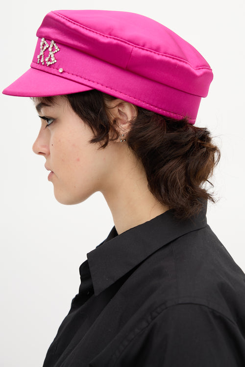 Ruslan Baginskiy Satin Rhinestone Baker Boy Hat