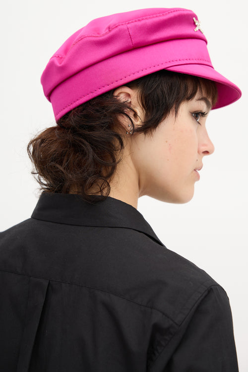 Ruslan Baginskiy Satin Rhinestone Baker Boy Hat