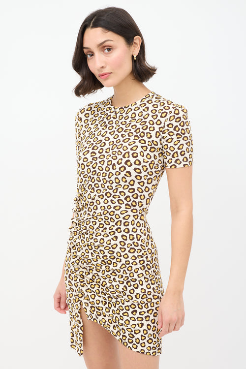 Rabanne Cream & Brown Jersey Printed Mini T-Shirt Dress