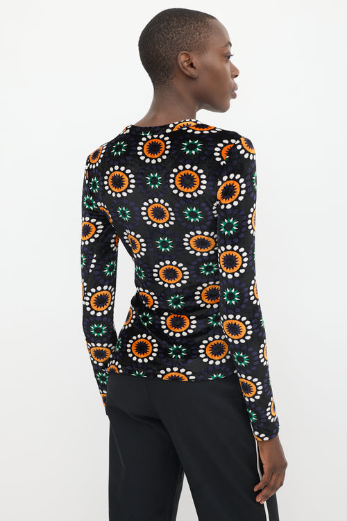 Rabanne Black & Multicolour Asymmetrical Velour Top