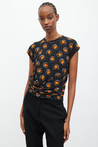 Rabanne Black & Orange Graphic Print O-Ring T-Shirt