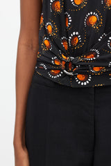 Rabanne Black & Orange Graphic Print O-Ring T-Shirt