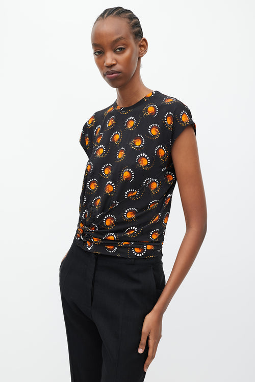 Rabanne Black & Orange Graphic Print O-Ring T-Shirt