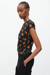 Rabanne Black & Orange Graphic Print O-Ring T-Shirt