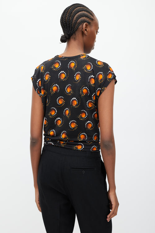 Rabanne Black & Orange Graphic Print O-Ring T-Shirt