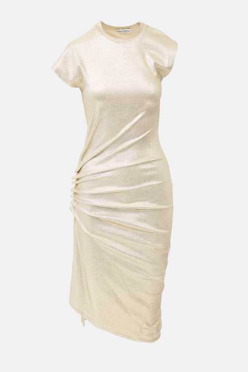 Rabanne Metallic Gathered Midi Dress