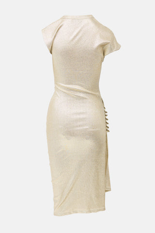 Rabanne Metallic Gathered Midi Dress