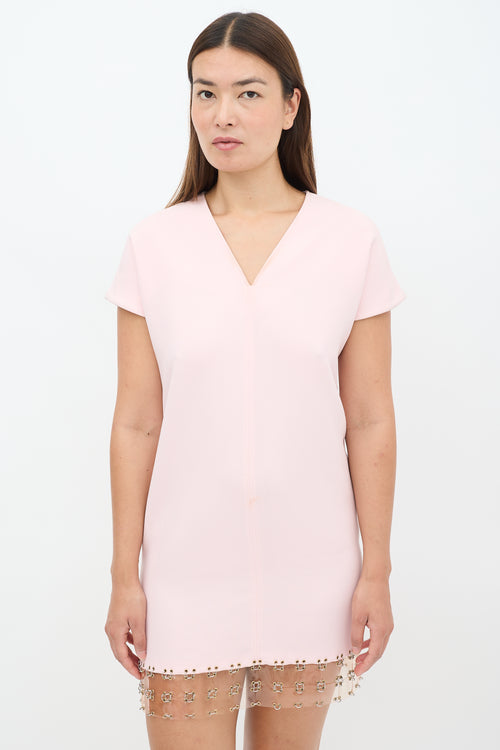 Rabanne Pink Chain Link Hem Mini Shift Dress