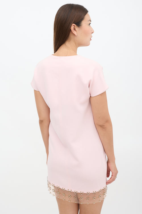 Rabanne Pink Chain Link Hem Mini Shift Dress