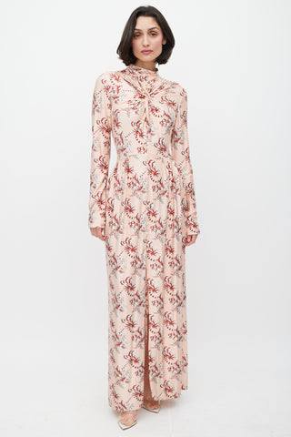 Rabanne Pink & Multicolour Gathered Floral Dress
