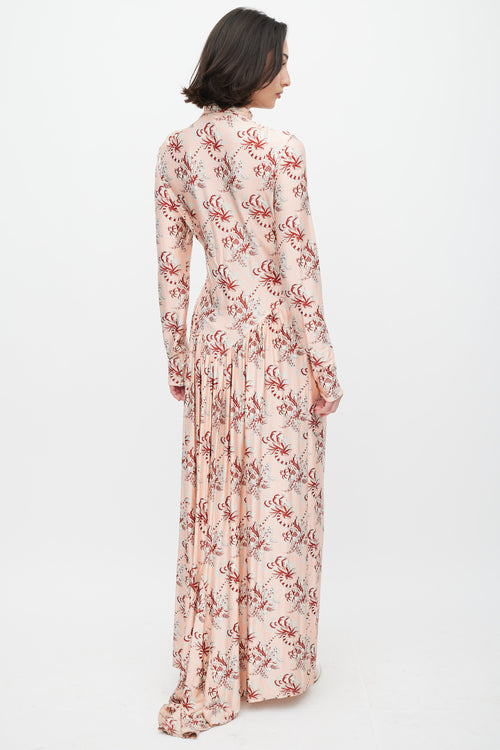 Rabanne Pink & Multicolour Gathered Floral Dress