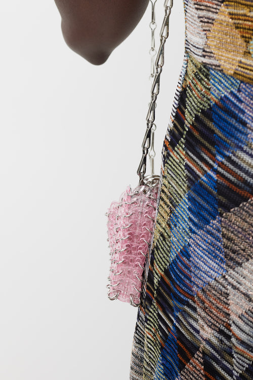 Rabanne Pink & Silver 1969 Chainmail Disc Bag