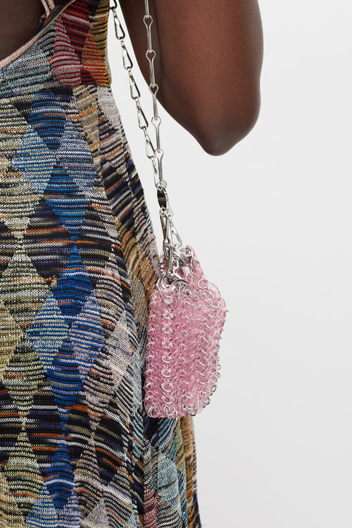 Rabanne Pink & Silver 1969 Chainmail Disc Bag