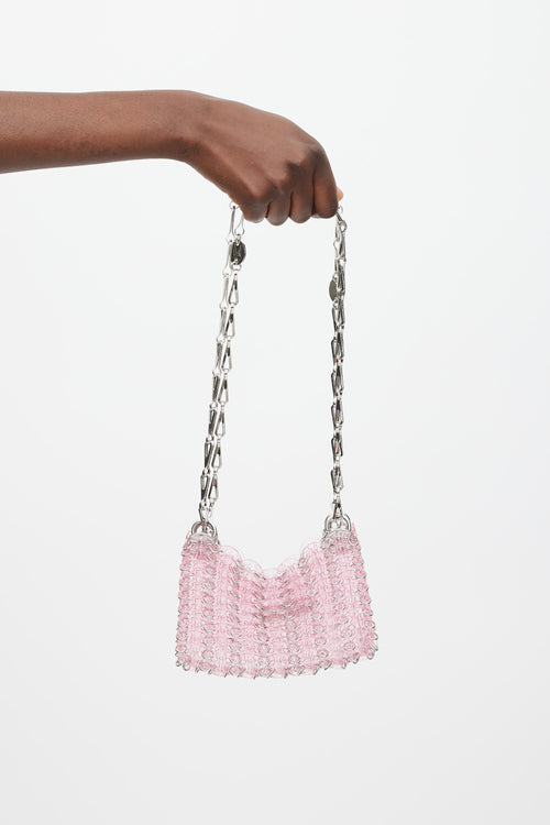 Rabanne Pink & Silver 1969 Chainmail Disc Bag