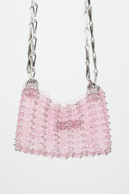 Rabanne Pink & Silver 1969 Chainmail Disc Bag