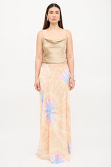 Rabanne Satin Tie Dye Maxi Skirt