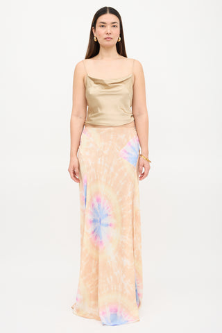 Rabanne Satin Tie Dye Maxi Skirt