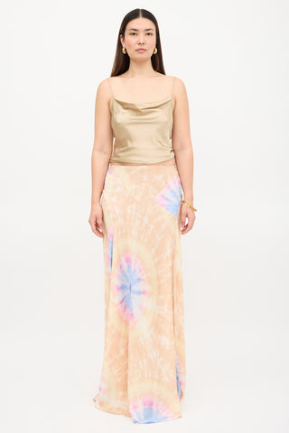 Rabanne Satin Tie Dye Maxi Skirt