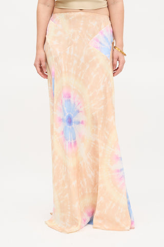 Rabanne Satin Tie Dye Maxi Skirt