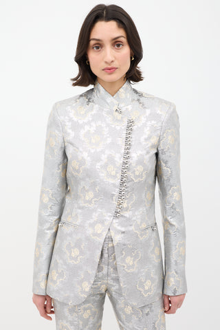 Rabanne Silver Floral Brocade Suit