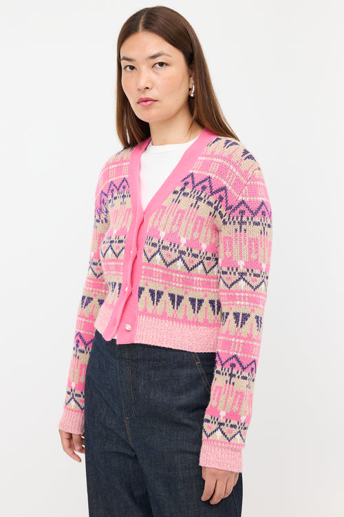 Rabanne Wool & Metallic Fair Isle Cardigan