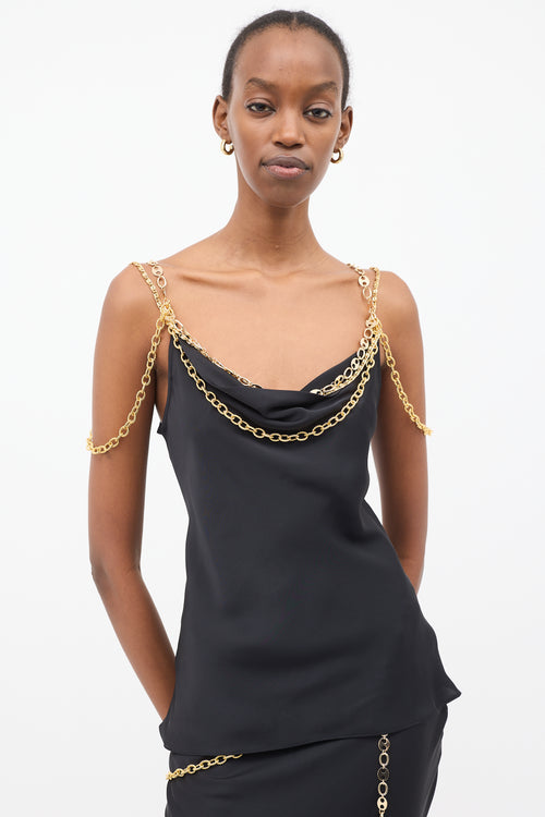 Rabanne Black Satin Chain Top