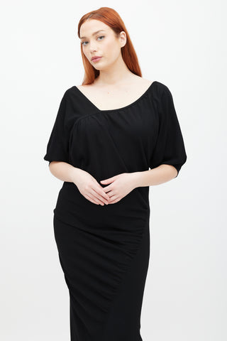 Rachel Comey Black Knit Asymmetrical V-Neck Dress