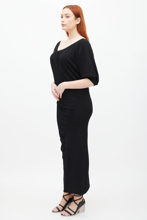 Rachel Comey Black Knit Asymmetrical V-Neck Dress
