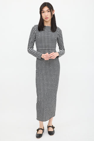 Rachel Comey Black & White Gingham Smocked Dress