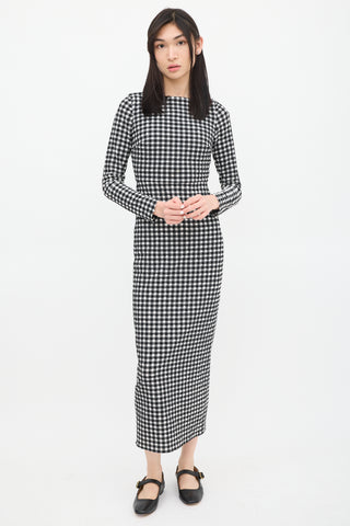 Rachel Comey Black & White Gingham Smocked Dress