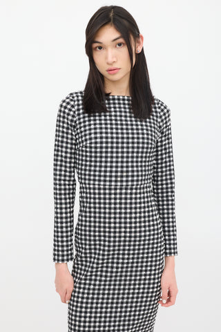 Rachel Comey Black & White Gingham Smocked Dress