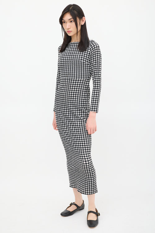 Rachel Comey Black & White Gingham Smocked Dress