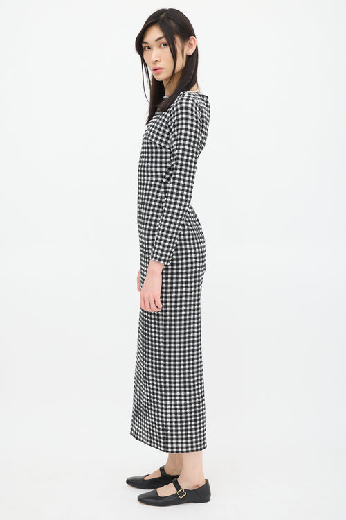 Rachel Comey Black & White Gingham Smocked Dress