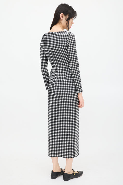 Rachel Comey Black & White Gingham Smocked Dress