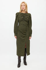 Rachel Comey Black & Yellow Plaid Ruched Dress