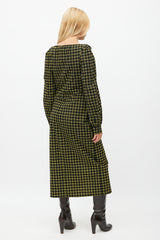 Rachel Comey Black & Yellow Plaid Ruched Dress