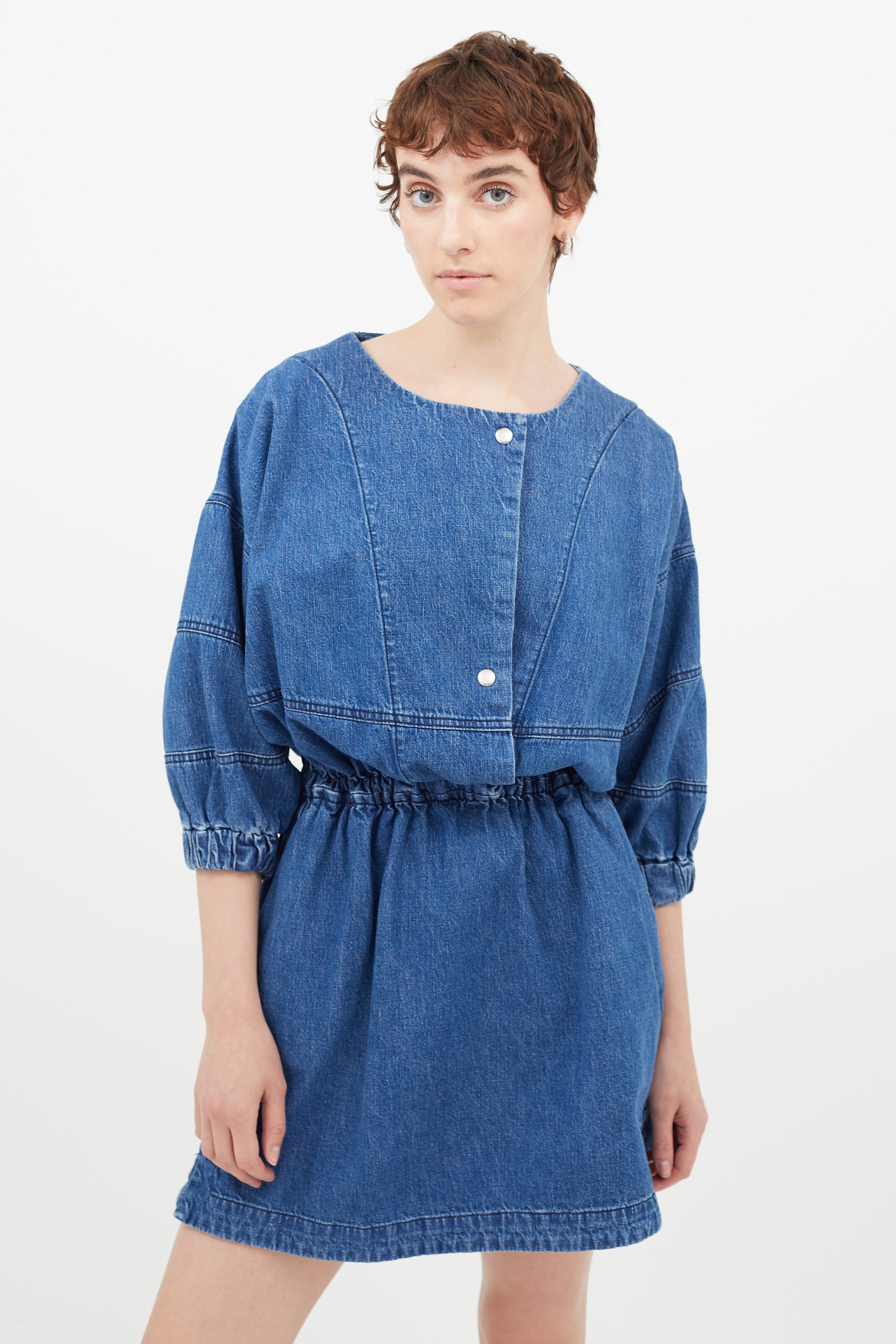 Rachel Comey // Blue Denim Gathered Dress – VSP Consignment Rachel Comey // Blue Denim Gathered Dress – VSP Consignment