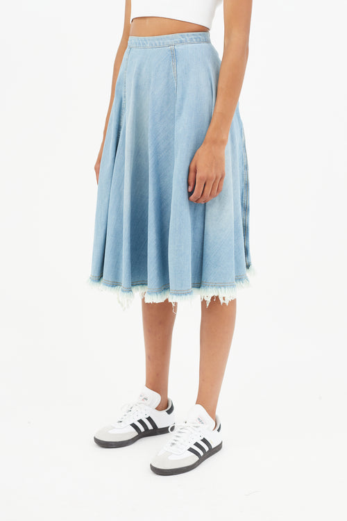 Rachel Comey Blue Distressed Denim Skirt