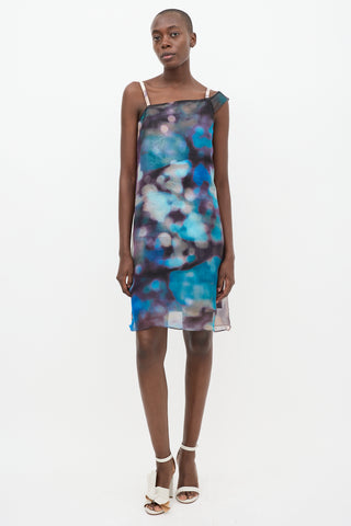 Rachel Comey Blue & Multi Silk Asymmetrical Shift Dress